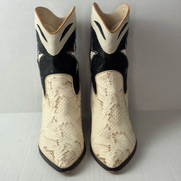 Dolce Vita Leather Cowboy Boots Loral Black/White Size 6.5